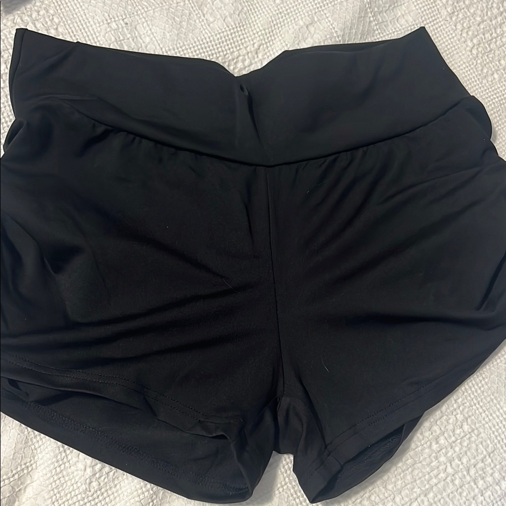 Black Athletic Shorts with Wide Waistband and Soft Material